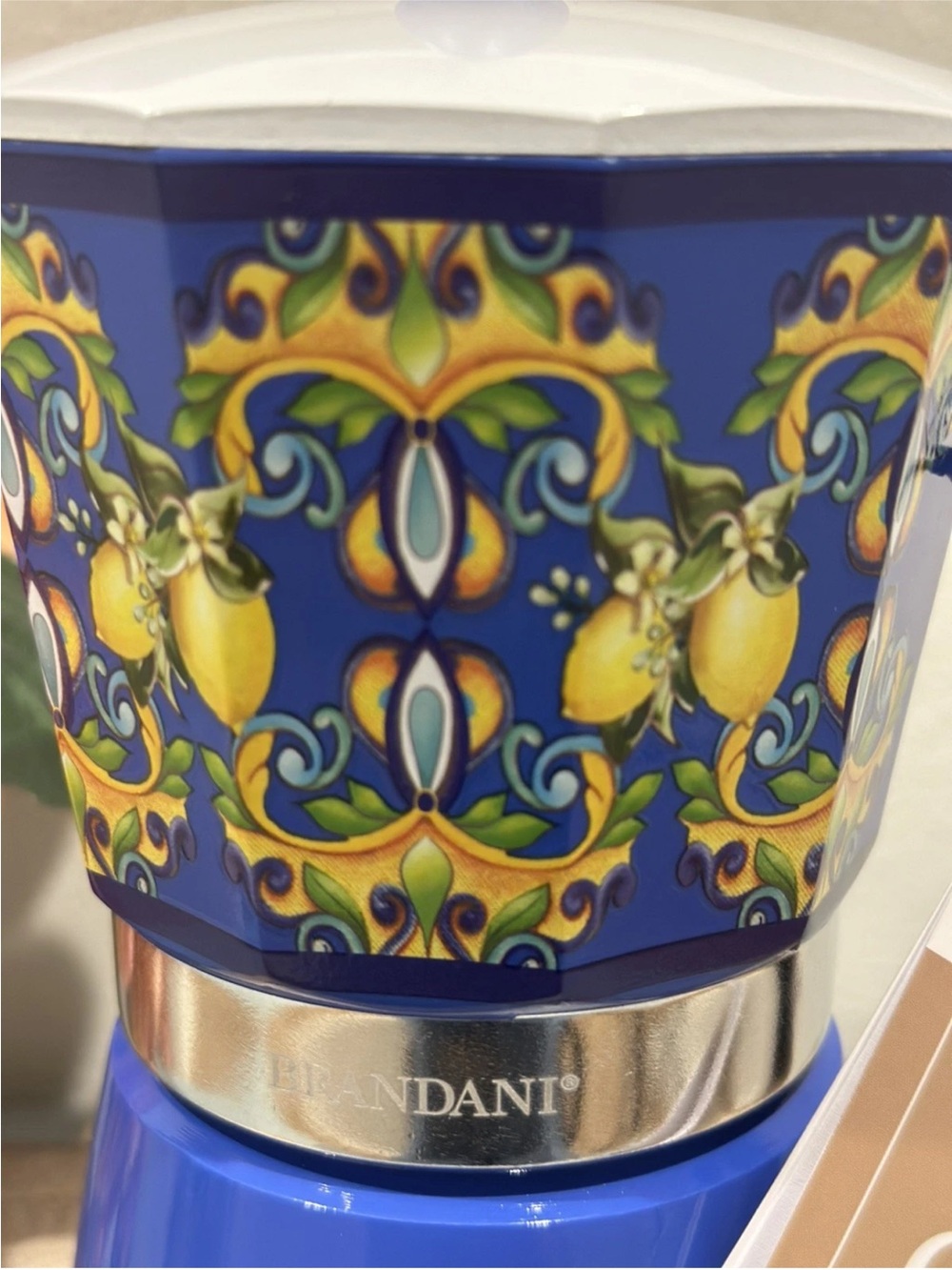 Brandani Italy Blue &Lemons Coffee Maker Moka Pot Stovetop Aluminum 6
Cup NEW - Picture 5 of 7